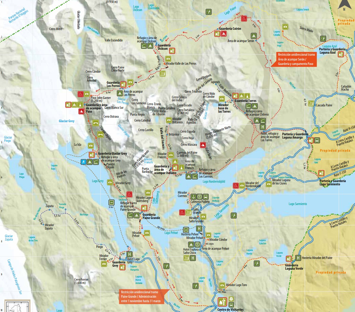 карта нацпарка Torres del Paine